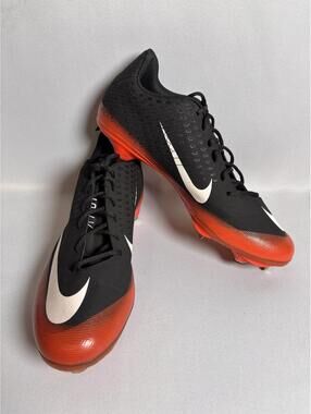 Nike Vapor Baseball Cleats Black Orange White Lace-Up
